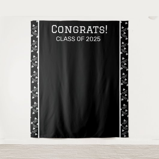 Zwart-wit afstudeerfeest achtergrond wandkleed (Voorkant)