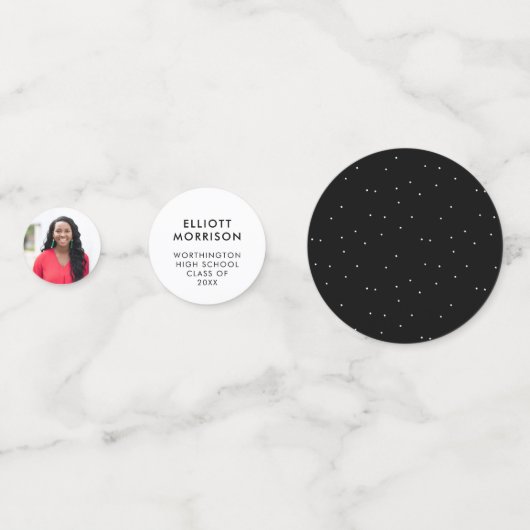Zwart-wit afstudeerfeest confetti (Achterkanten)