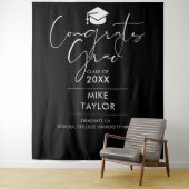 Zwart-Wit Afstudeerfeest Foto Achtergrond Wandkleed (In situ)