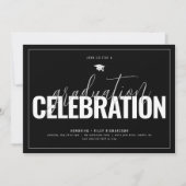 Zwart & Wit Afstudeerfeest Foto Uitnodiging (Voorkant)