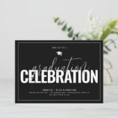 Zwart & Wit Afstudeerfeest Foto Uitnodiging (Staand voorkant)