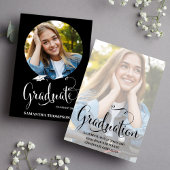 Zwart-wit afstudeerfeest fotoscript kaart