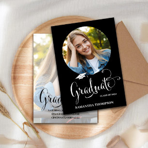 Zwart-wit afstudeerfeest fotoscript kaart