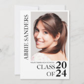 Zwart-wit afstudeerfoto-aankondiging kaart (Voorkant)