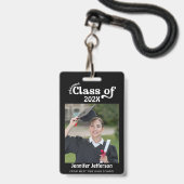 Zwart & Wit Afstudeerfoto Badge (Voorzijde met lanyard)
