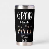 Zwart-wit afstudeerthermoskan geïsoleerde drinkbeker (Voorkant)