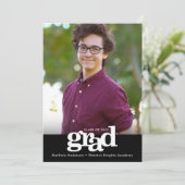 Zwart wit afstuderen 1 foto moderne typografie aankondiging (Staand voorkant)