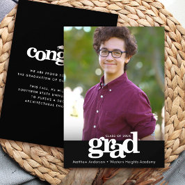 Zwart wit afstuderen 1 foto moderne typografie aankondiging