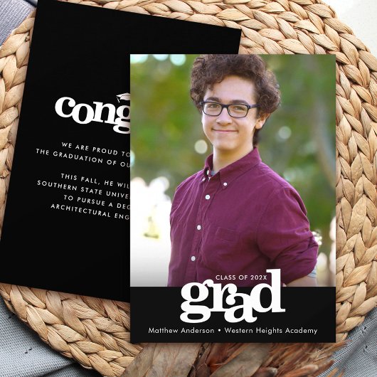 Zwart wit afstuderen 1 foto moderne typografie aankondiging