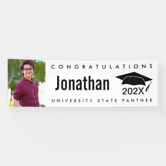 Zwart-wit afstuderen 1 foto pet modern vet spandoek (Horizontaal)