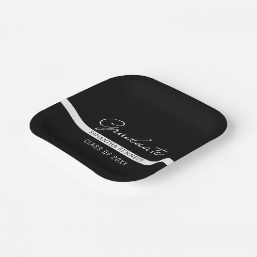 Zwart-wit Afstuderen 2025 Papieren Bordje (Gebogen)