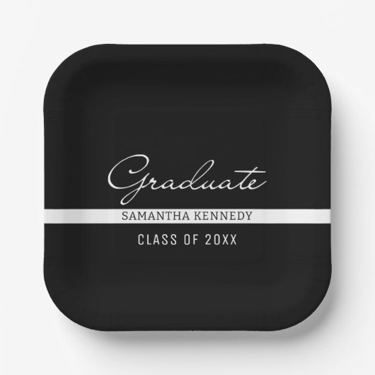 Zwart-wit Afstuderen 2025 Papieren Bordje (Voorkant)