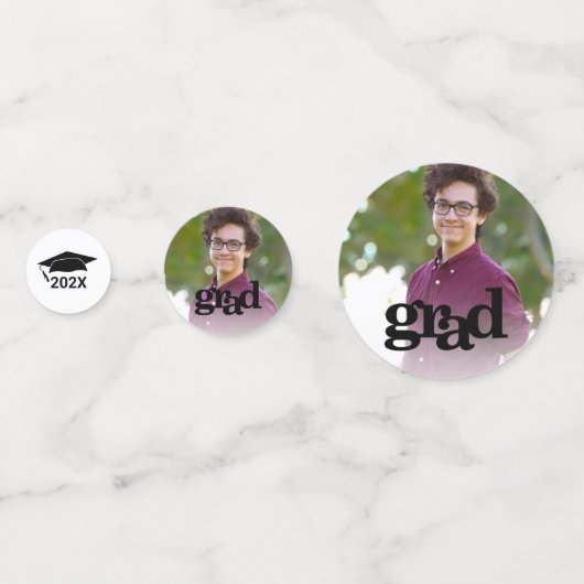 Zwart wit afstuderen 3 vetgedrukte fototypografie confetti (Achterkanten)