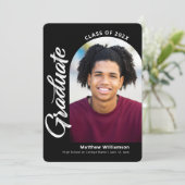 Zwart Wit Afstuderen 4 Foto Bold Arch Script Aankondiging (Staand voorkant)