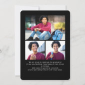 Zwart Wit Afstuderen 4 Foto Bold Arch Script Aankondiging (Achterkant)