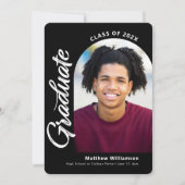 Zwart Wit Afstuderen 4 Foto Bold Arch Script Aankondiging (Voorkant)