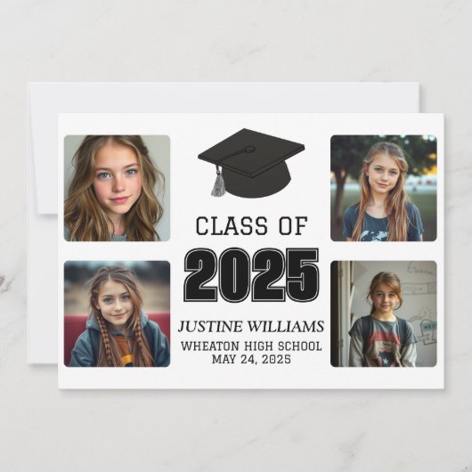 Zwart-wit Afstuderen Aankondiging (Voorkant)