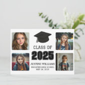 Zwart-wit Afstuderen Aankondiging (Staand voorkant)