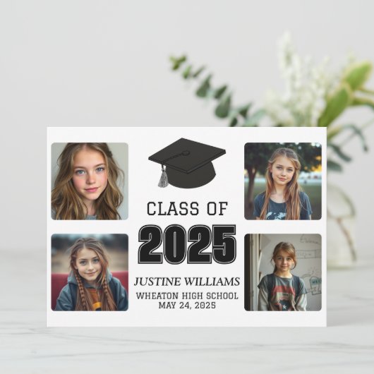 Zwart-wit Afstuderen Aankondiging (Staand voorkant)