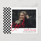 Zwart-wit afstuderen Aankondiging Briefkaart (Voorkant)