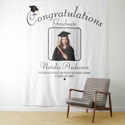 Zwart-wit Afstuderen Afstuderen foto achtergrond Wandkleed (In situ)