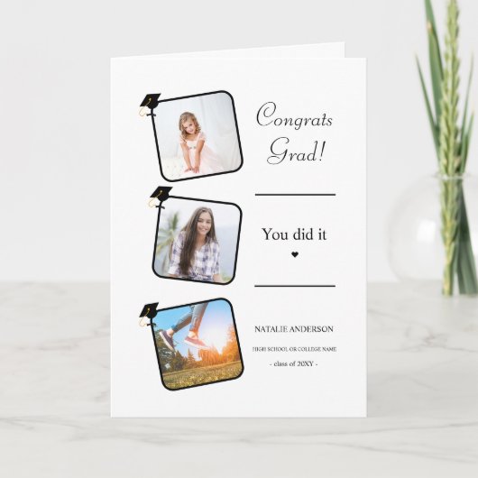 Zwart-wit Afstuderen Afstuderen Gefeliciteerd Kaart (Voorkant)