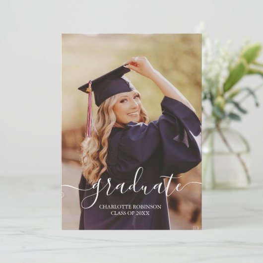 Zwart-wit afstuderen afstuderen van scriptfoto kaart (Staand voorkant)