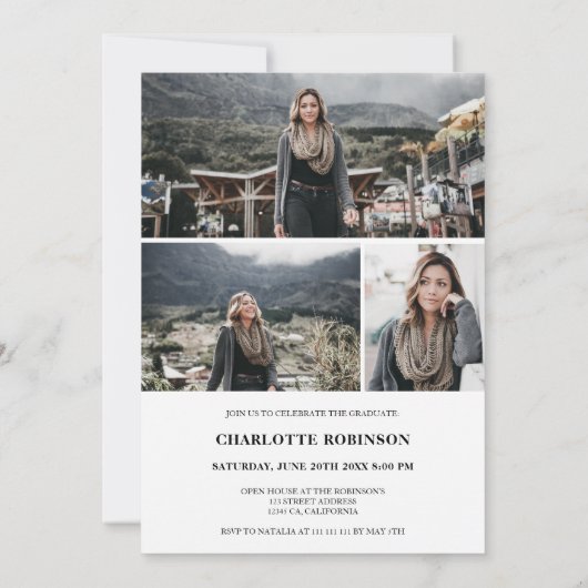 Zwart-wit afstuderen afstuderen van scriptfoto kaart (Achterkant)