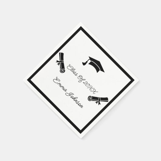 Zwart-wit Afstuderen Custom Paper Servet (Hoek)