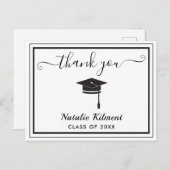 Zwart-wit Afstuderen Dank u Briefkaart (Voorkant / Achterkant)