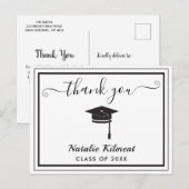 Zwart-wit Afstuderen Dank u Briefkaart (Voorkant / Achterkant)