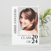 Zwart wit Afstuderen foto bekendmaking Kaart (Staand voorkant)