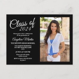 Zwart wit Afstuderen foto bekendmaking Uitnodiging Briefkaart