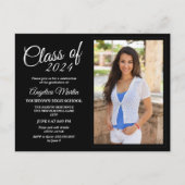 Zwart wit Afstuderen foto bekendmaking Uitnodiging Briefkaart (Voorkant)