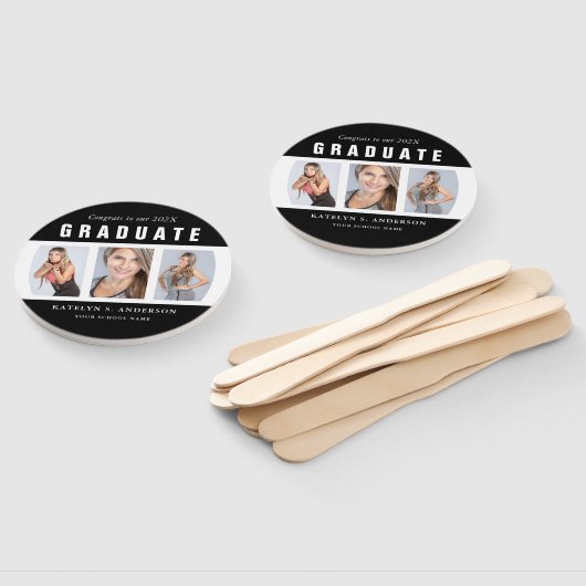 Zwart-wit Afstuderen Foto Collage Handwaaier (Niet-gemonteerd)