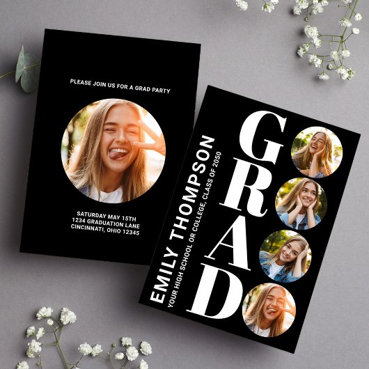 Zwart-wit Afstuderen Foto Collage Kaart