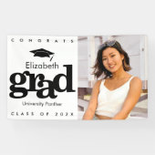 Zwart wit afstuderen foto eenvoudig modern vet spandoek (Horizontaal)