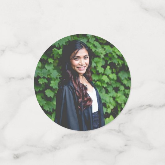 Zwart-wit Afstuderen Foto gepersonaliseerd Confetti (Kleine voorkant)