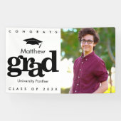 Zwart wit afstuderen foto modern vet eenvoudig spandoek (Horizontaal)