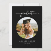 Zwart & Wit Afstuderen Fotoafstudeerfeest Kaart (Voorkant)