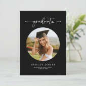 Zwart & Wit Afstuderen Fotoafstudeerfeest Kaart (Staand voorkant)