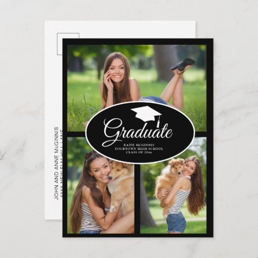 Zwart Wit Afstuderen Fotoklasse 2024 Aankondigingskaart (Voorkant / Achterkant)