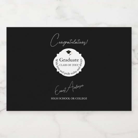 Zwart-wit Afstuderen Gefeliciteerd Afstuderen Likeurfles Etiket (Enkel label)