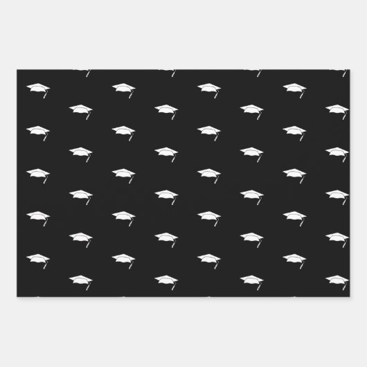 Zwart-wit Afstuderen gefeliciteerd Inpakpapier Vel (Voorkant 3)