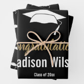 Zwart-wit Afstuderen gefeliciteerd Inpakpapier Vel (In situ)