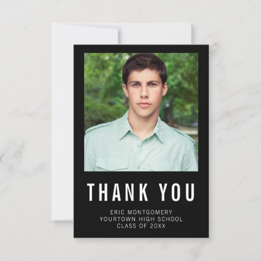 Zwart wit Afstuderen Hartelijk dank Bedankkaart (Voorkant)