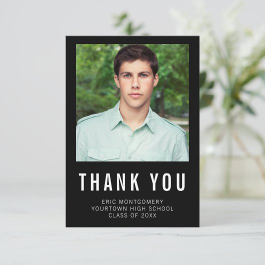 Zwart wit Afstuderen Hartelijk dank Bedankkaart (Staand voorkant)