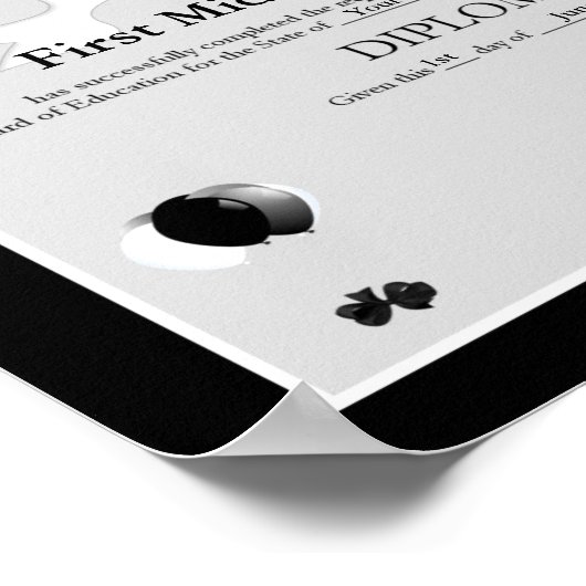 Zwart-wit Afstuderen Homeschooler Diploma Poster (Hoek)