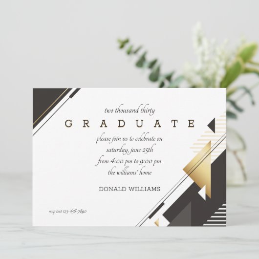 Zwart-wit Afstuderen Kaart (Staand voorkant)