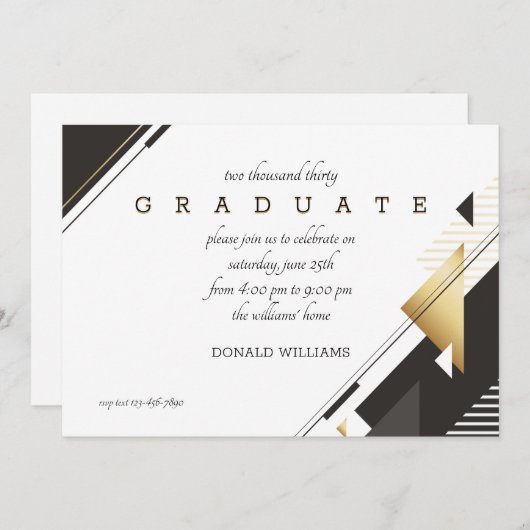 Zwart-wit Afstuderen Kaart (Voorkant / Achterkant)